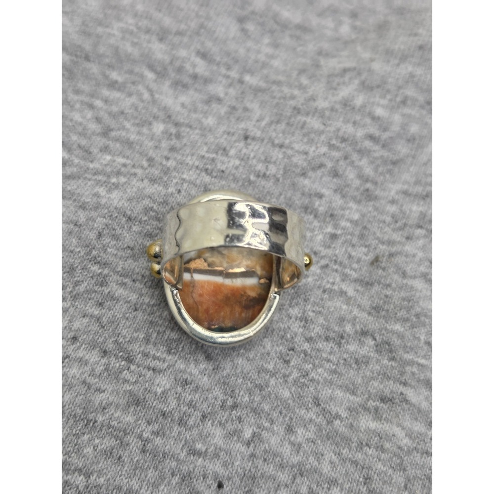 YS Signed Handmade Sterling Silver Composite Stone Cabochon Ring Size 8.25 9.89g - Picture 6 of 6